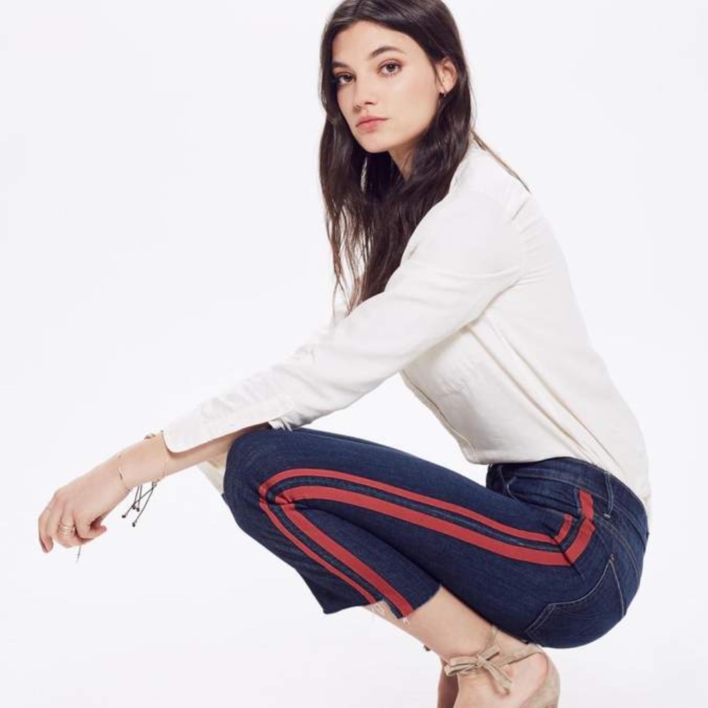 Mother denim jeans with red race stripe